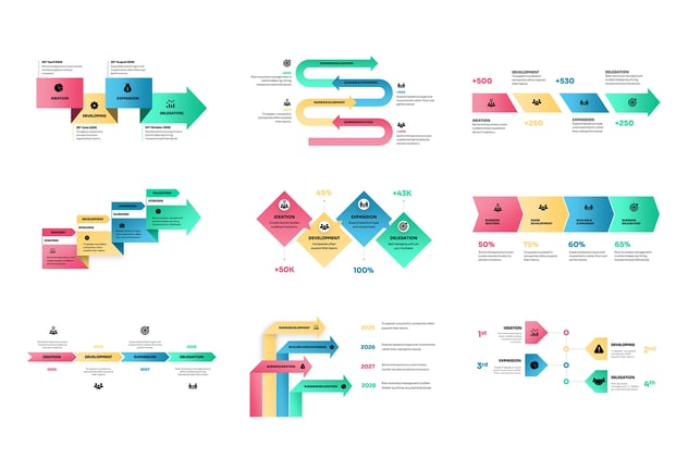 彩色流程信息图形PPT模板 - 顶尖PPT