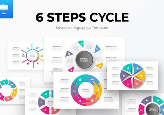 6个步骤周期信息图形keynote模板 - 顶尖PPT