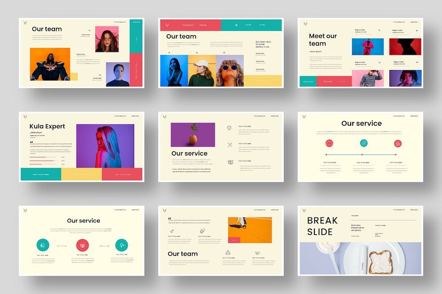 彩色时尚流行商务风格PPT模板 - 顶尖PPT