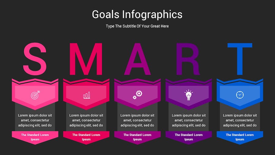 目标信息图表深色主题Keynote模板 - 顶尖PPT