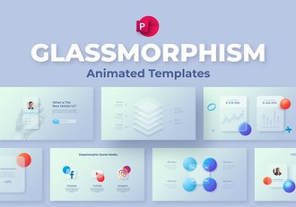 模糊玻璃形态彩色图形PowerPoint动画模板 - 顶尖PPT