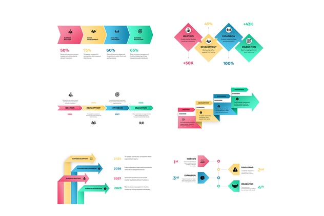 彩色流程信息图形PPT模板 - 顶尖PPT