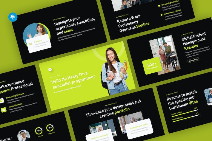 个人简历求职主题Keynote模板 - 顶尖PPT