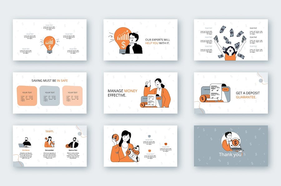 卡通人物插画金融理财主题PPT图解 - 顶尖PPT