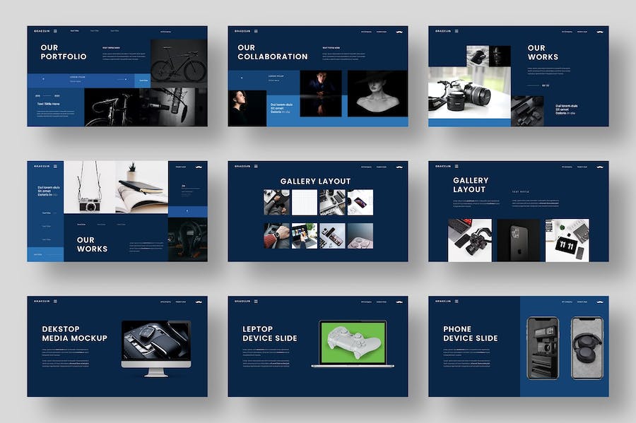 深蓝风国外商业商务总结计划通用PPT模板 - 顶尖PPT