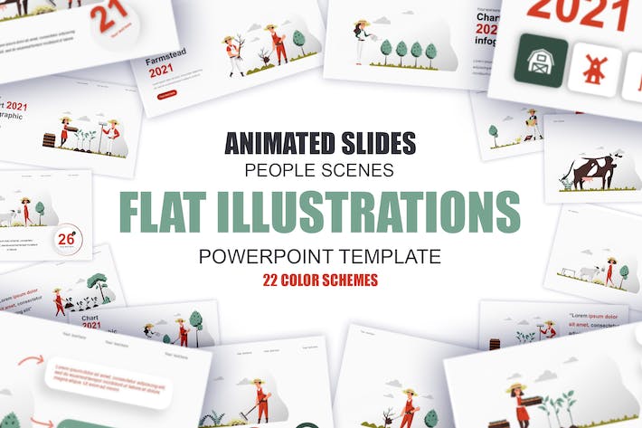 国外农业科技种植插画高级PPT模板 - 顶尖PPT