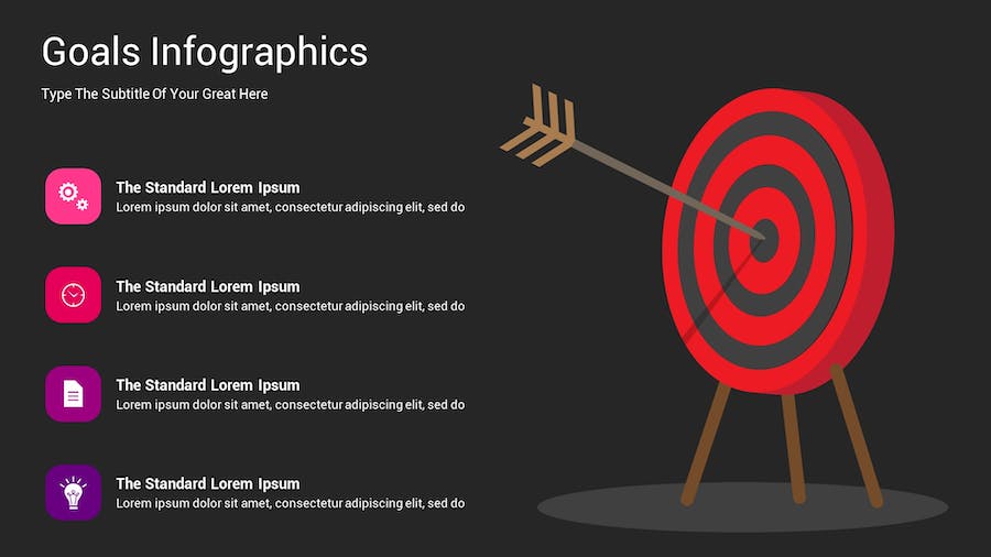 目标信息图表深色主题Keynote模板 - 顶尖PPT
