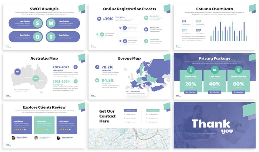 蓝绿色企业合作商业计划年计划总结汇报通用PPT模板 - 顶尖PPT