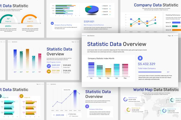 数据仪表板图形图表keynote模板 - 顶尖PPT