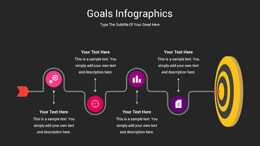 目标信息图表深色主题Keynote模板 - 顶尖PPT