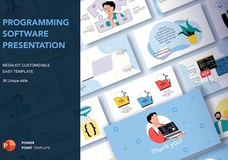 现代矢量插画编程技术主题PPT模板 - 顶尖PPT