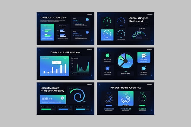 仪表板数据监控展示PPT模板 - 顶尖PPT