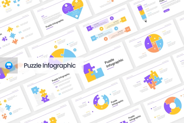 彩色积木组合信息图形keynote模板 - 顶尖PPT