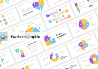 彩色积木组合信息图形keynote模板 - 顶尖PPT