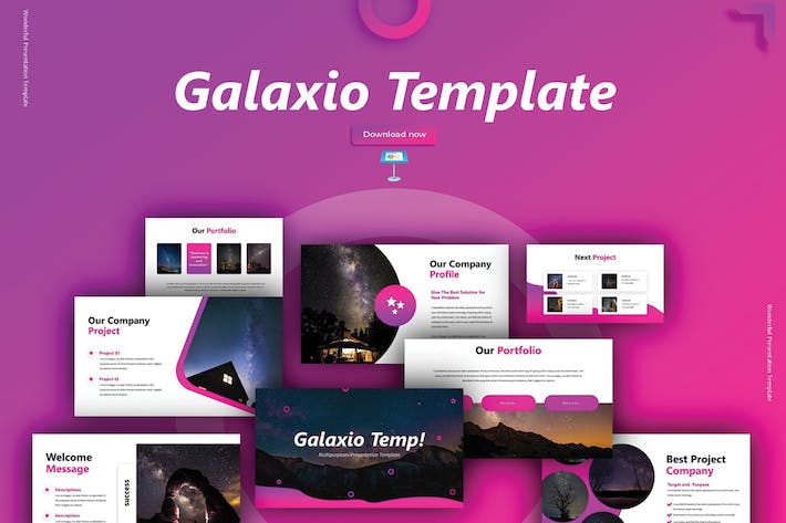 紫色银河星空创意设计Keynote模板 - 顶尖PPT