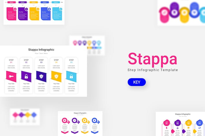 彩色数据统计分析信息图形Keynote模板 - 顶尖PPT