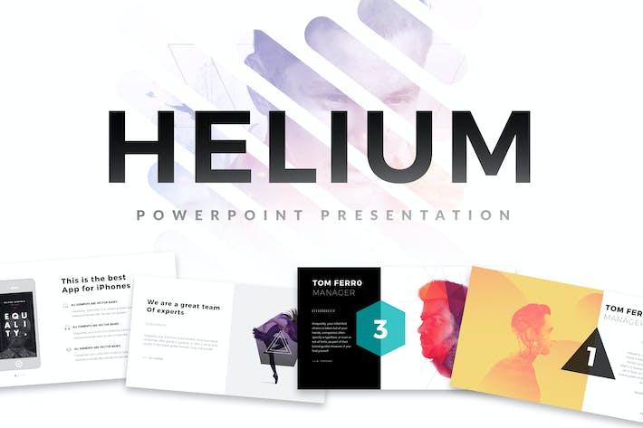 氦元素极简风格设计PPT模板 - 顶尖PPT