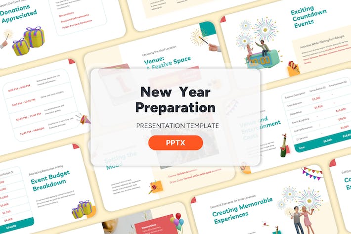 新年派对2024新年祝福新年活动策划PPT模板 - 顶尖PPT