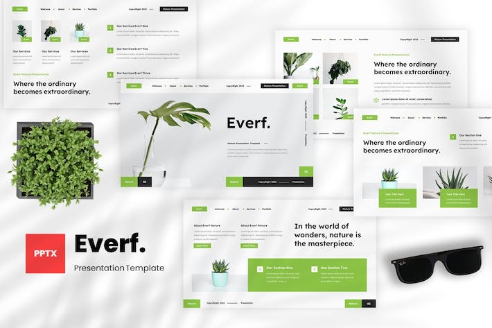 极简自然生态设计PPT模板 - 顶尖PPT