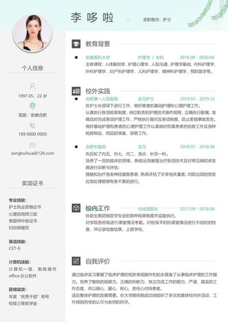 护士求职简历word模板 - 顶尖PPT