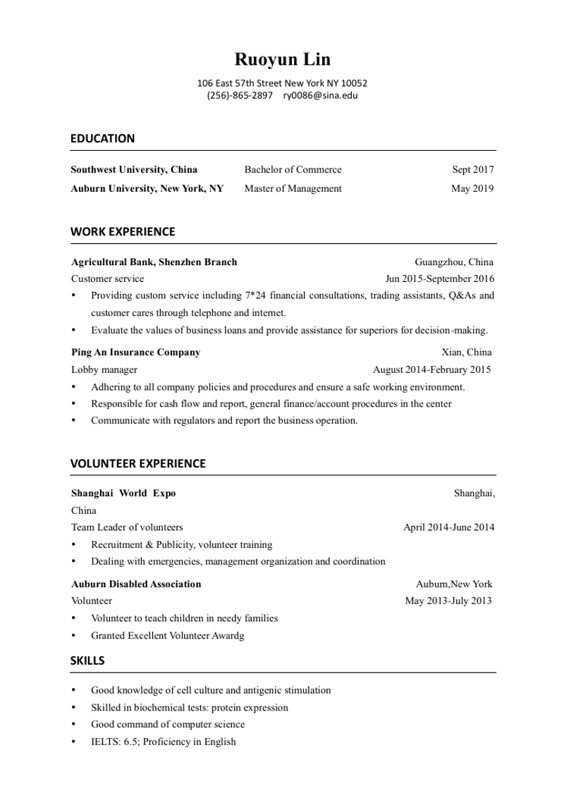 标准黑白英文简历 - 顶尖PPT