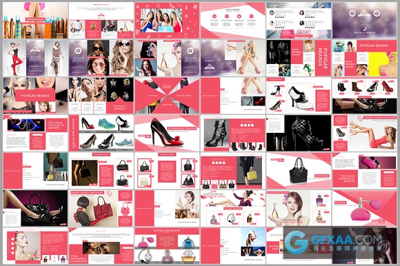 70多页电子商务产品展示粉色PPT模板 - 顶尖PPT