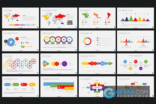 2种配色扁平化简约图形图标PPT模板 - 顶尖PPT
