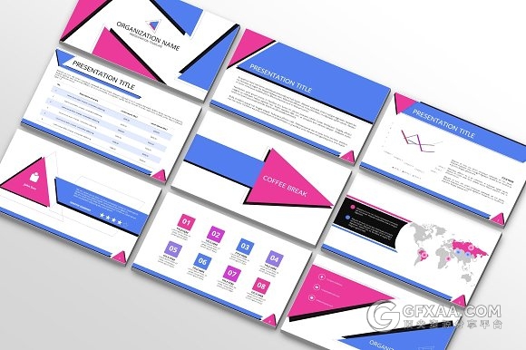 创意三角形组合扁平化PPT模板 - 顶尖PPT