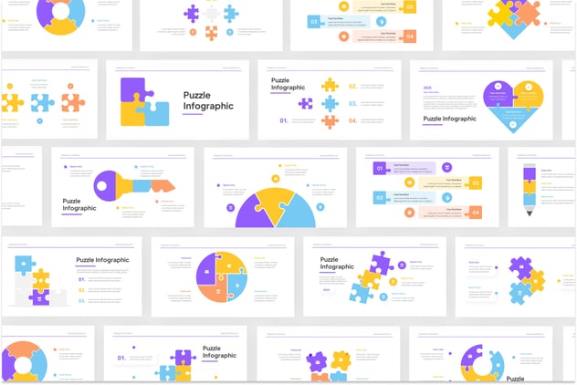 彩色积木组合信息图形keynote模板 - 顶尖PPT