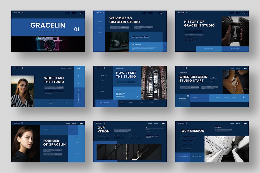 深蓝风国外商业商务总结计划通用PPT模板 - 顶尖PPT