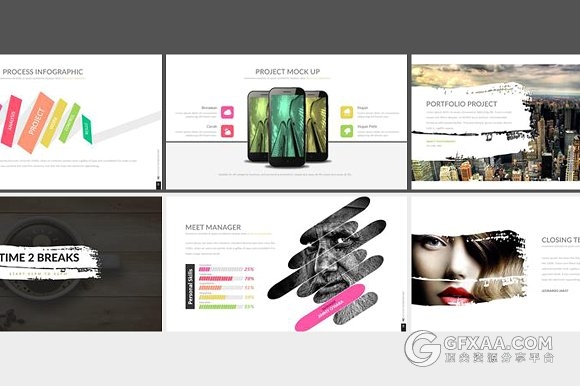 5种配色61页商务年终总结PPT模板 - 顶尖PPT