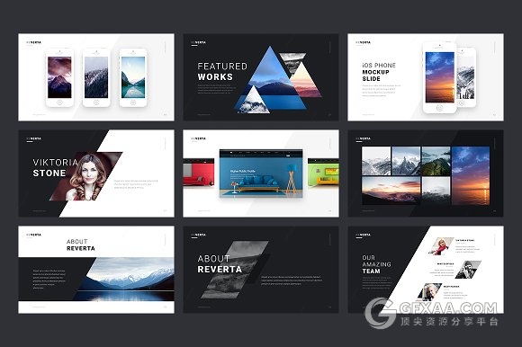 100多页图形切割高端商务PPT模板 - 顶尖PPT