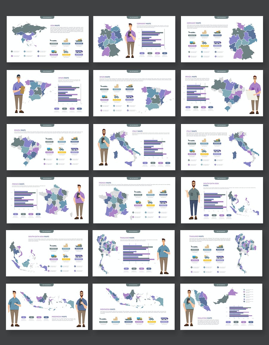 全世界各个国家地区及区域地图keynote模板 - 顶尖PPT