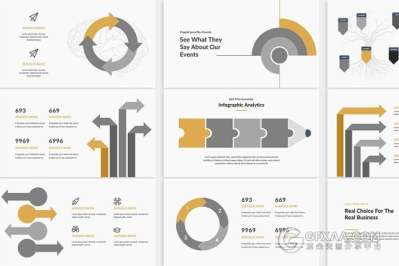 106页简约商务多图形图表PPT模板 - 顶尖PPT