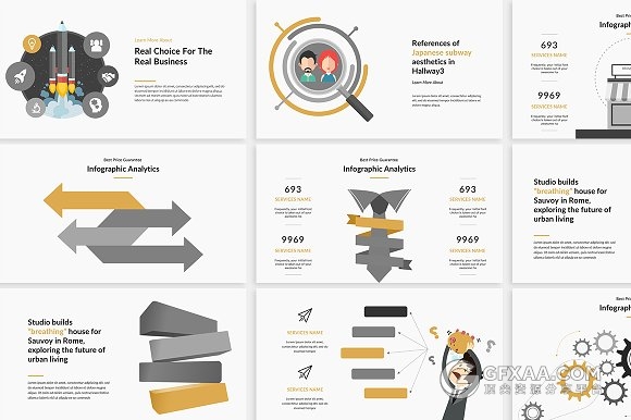 106页简约商务多图形图表PPT模板 - 顶尖PPT