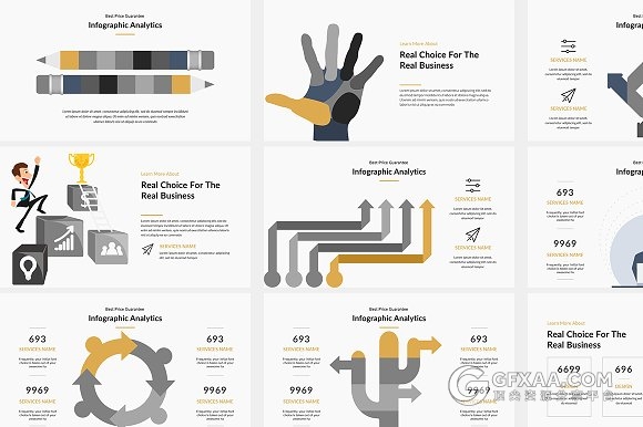 106页简约商务多图形图表PPT模板 - 顶尖PPT