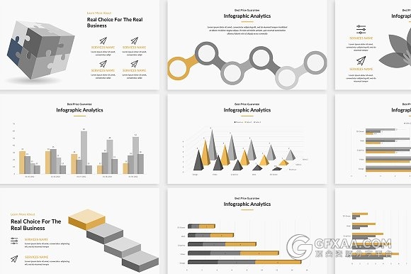 106页简约商务多图形图表PPT模板 - 顶尖PPT