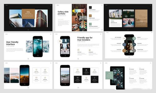 70多页简约风格摄影图片展示PPT模板 - 顶尖PPT