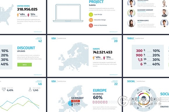 93页高端商务数据统计分析keynote模板 - 顶尖PPT