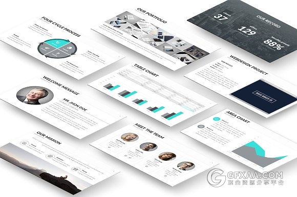 20页线条简约商务风格PPT模板 - 顶尖PPT