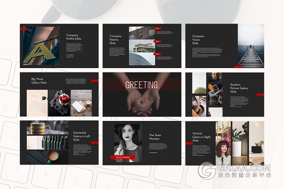 65页黑色底纹杂志写真风格PPT模板 - 顶尖PPT