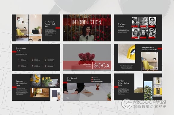 65页黑色底纹杂志写真风格PPT模板 - 顶尖PPT