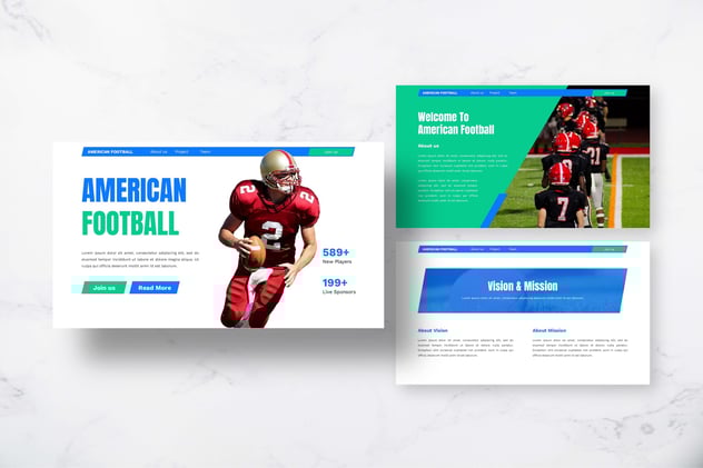 美式足球体育主题keynote模板 - 顶尖PPT