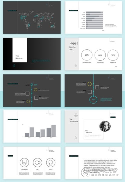 32页极简线条工作总结计划keynote模板 - 顶尖PPT
