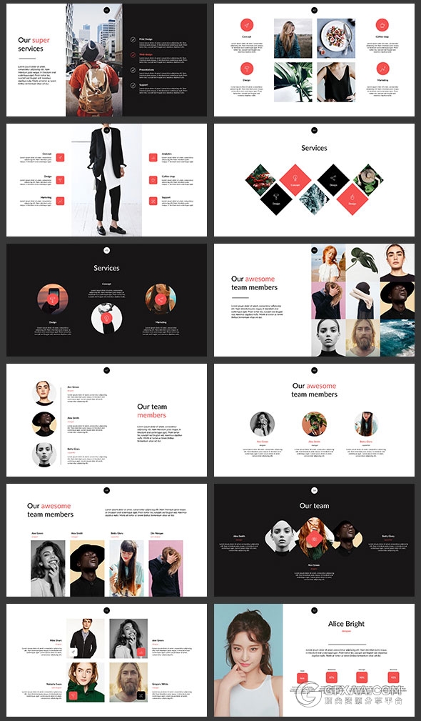 114页简约大气流行杂志风格PPT模板 - 顶尖PPT