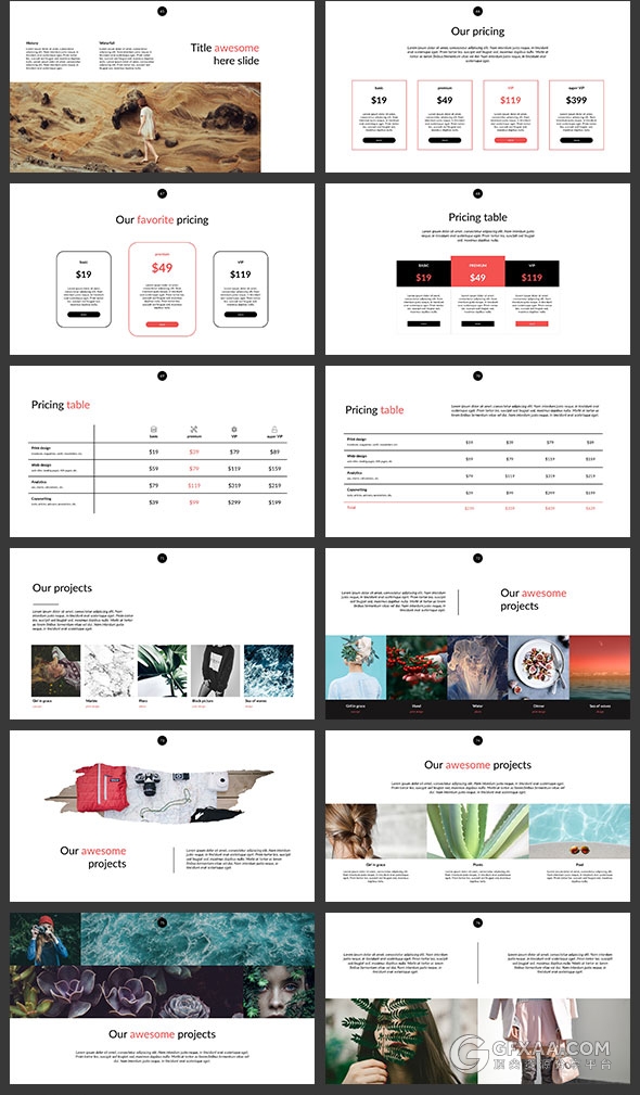 114页简约大气流行杂志风格PPT模板 - 顶尖PPT