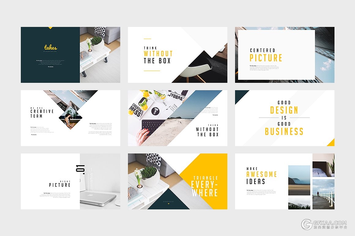 60多页图形切割商务keynote模板 - 顶尖PPT