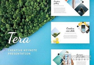 76页简约文艺风景展示keynote模板 - 顶尖PPT