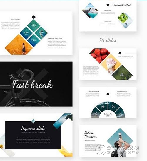 76页简约文艺风景展示keynote模板 - 顶尖PPT