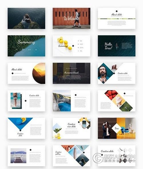 76页简约文艺风景展示keynote模板 - 顶尖PPT